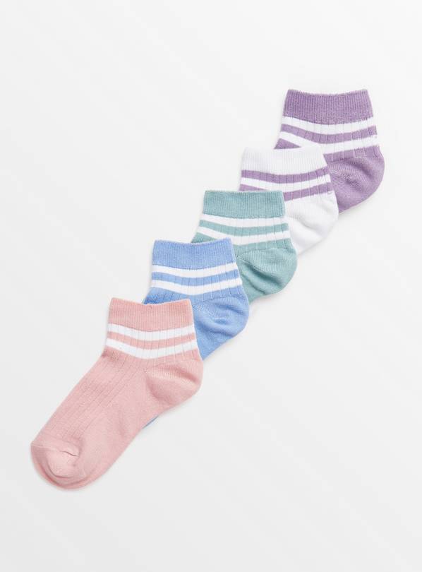 Stripe, Ribbed Ankle Socks 5 Pack 4-5.5